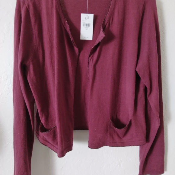 NWT- J.JILL BURGUNDY CARDIGAN SWEATER - Picture 5 of 5